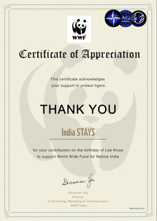 Lee Know |WWF 'Save Big Cats' Donation